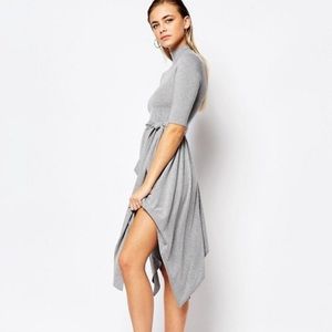Grey Handkerchief Hem T-Shirt Dress